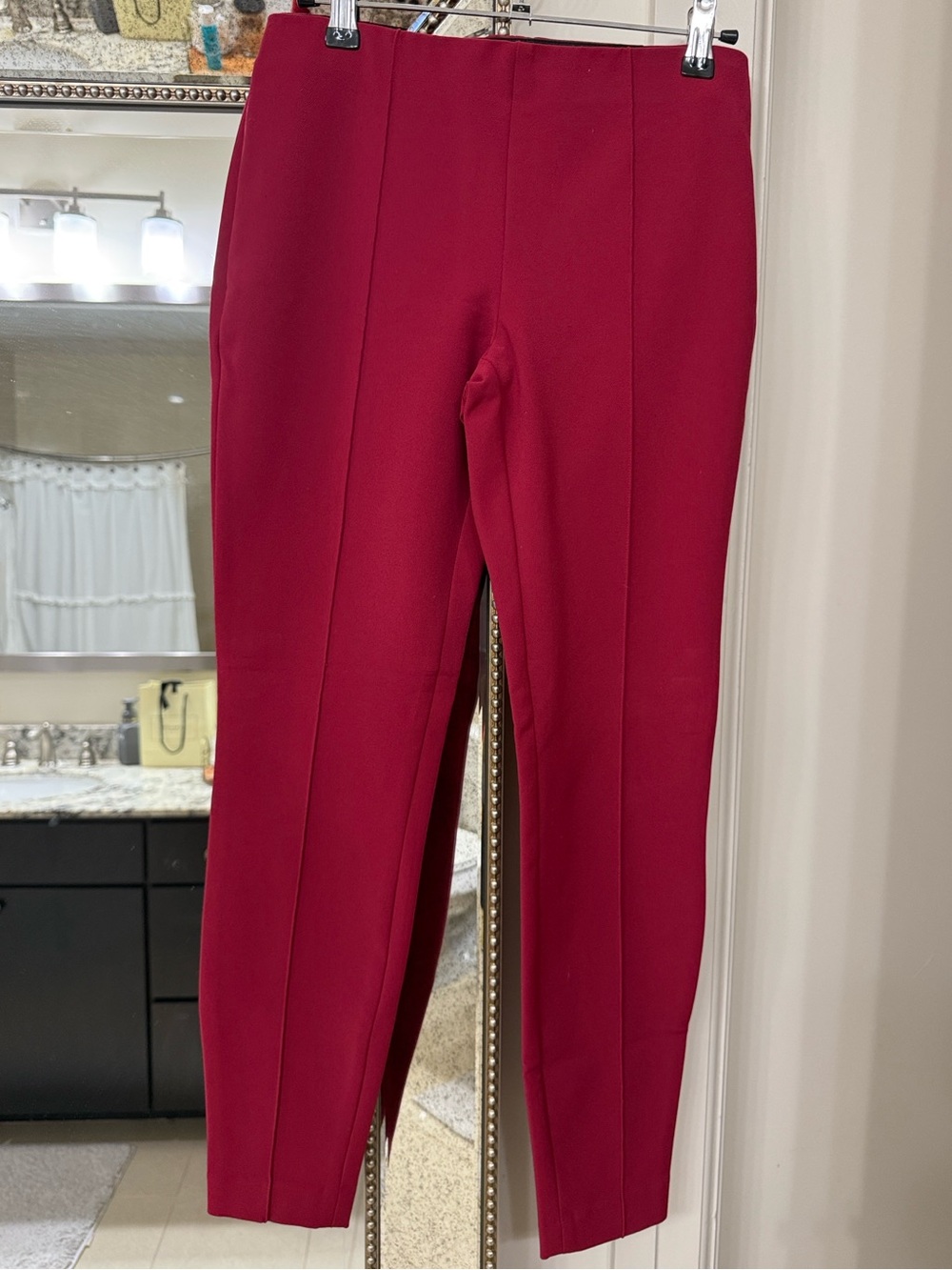 Express High-Waist Skinny Ponte Pants in Red